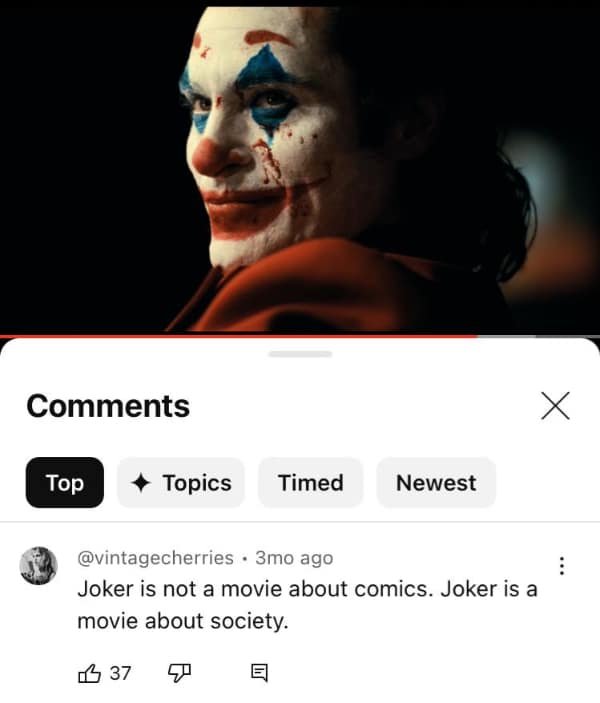 Joker is not a movie about comics. Joker is a movie about society.