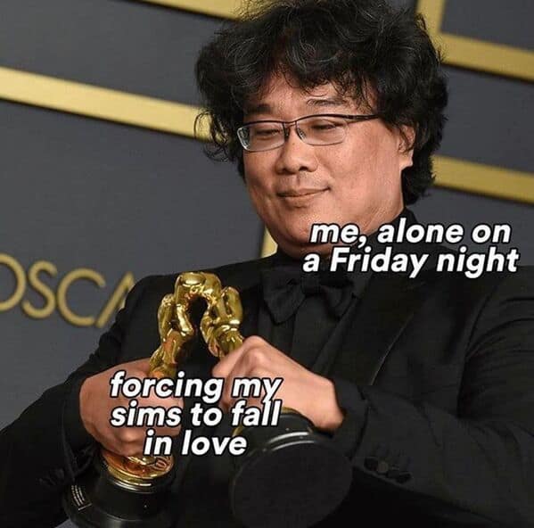 sims memes. me, alone on a Friday night forcing my sims to fall in love