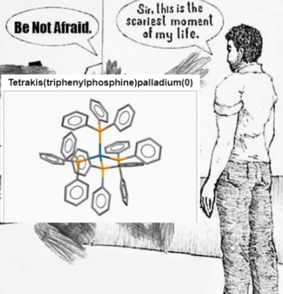 smart memes. Be Not Afraid. Sir, this is the scariest moment of my life. Tetrakis(tripheny|phosphine)palladium(0)