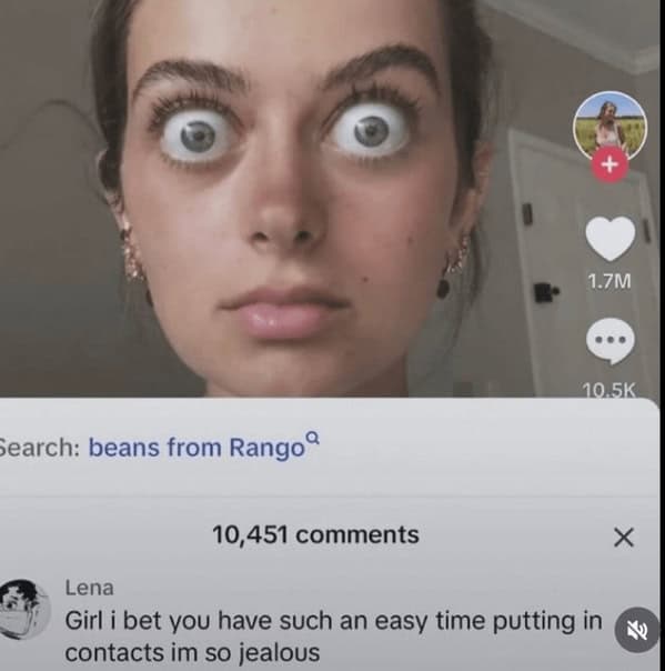 wild TikTok influencer. Girl i bet you have such an easy time putting in contacts im so jealous