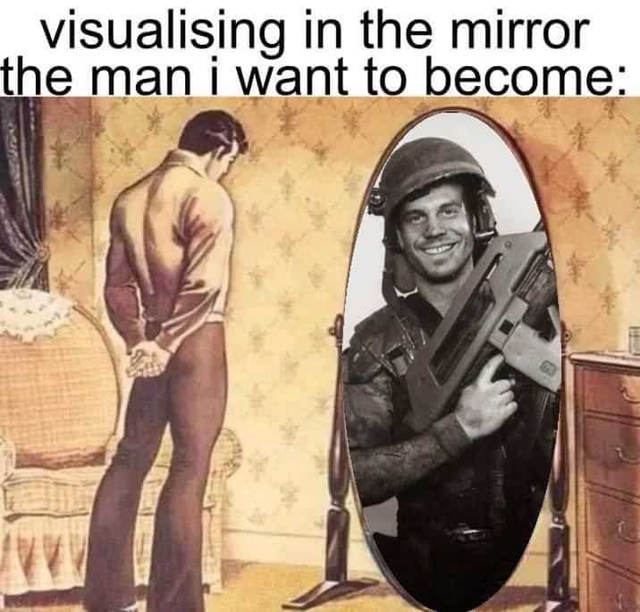 xenomorph memes. visualising in the mirror the man i want to become: