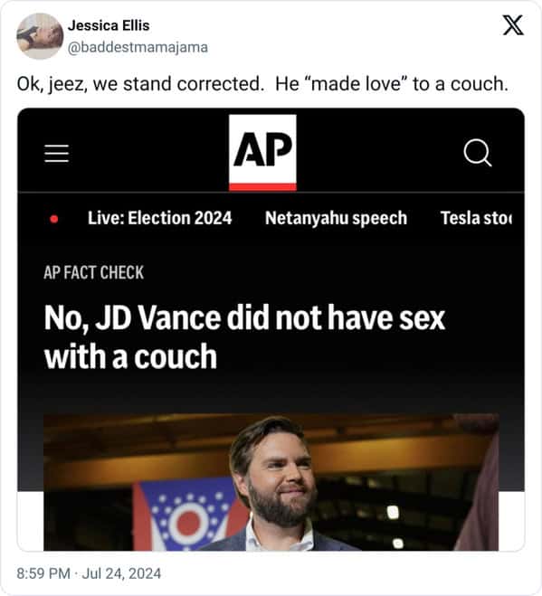 JD vance couch memes, JD vance memes, Hillbilly Elegy memes, Political humor
