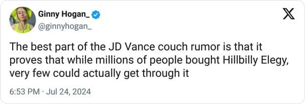 JD vance couch memes, JD vance memes, Hillbilly Elegy memes, Political humor