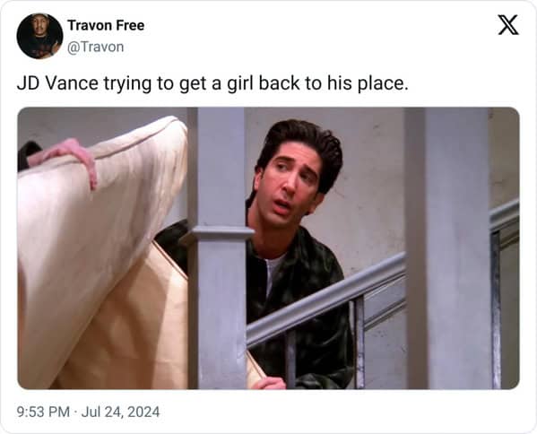 JD vance couch memes, JD vance memes, Hillbilly Elegy memes, Political humor