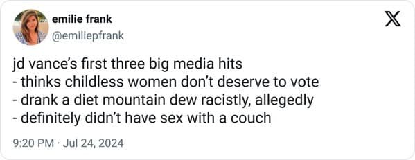 JD vance couch memes, JD vance memes, Hillbilly Elegy memes, Political humor