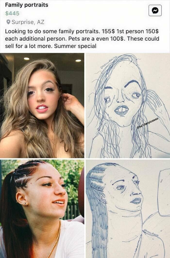 Looking to do some family portraits. 155$ 1st person 150$ each additional person. Pets are a even 1005. These could sell for a lot more. Summer special