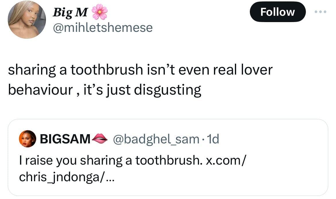 funny memes. sharing a toothbrush isn't even real lover behaviour, it's just disgusting