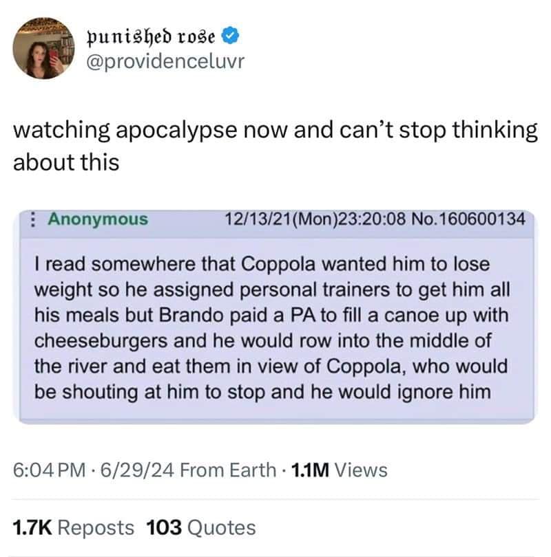 watching apocalypse now and can't stop thinking about this