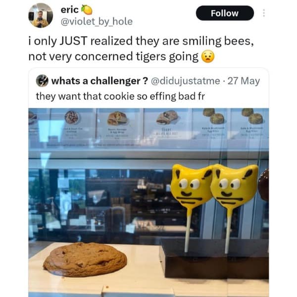 funny memes. i only JUST realized they are smiling bees, not very concerned tigers going