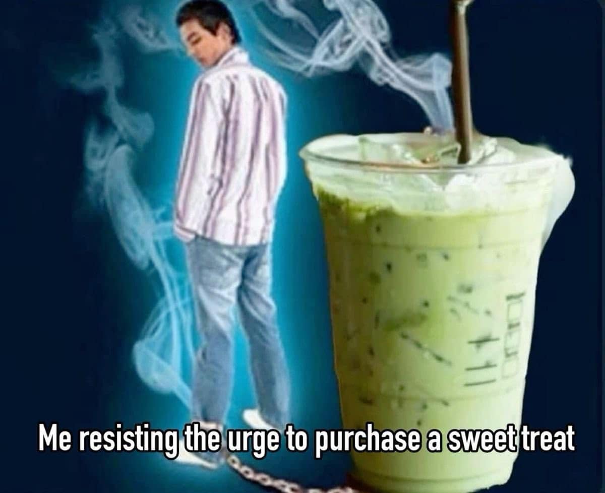 Me resisting the urge to purchase a sweet treat