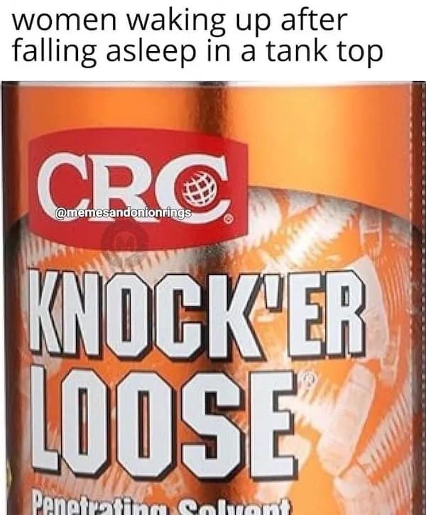 funny pics. women waking up after falling asleep in a tank top