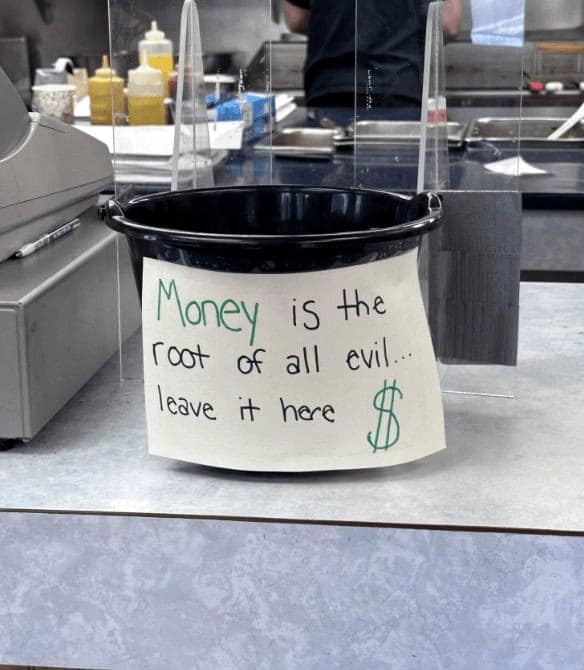 funny tip jars, creative tipping ideas, humorous tip containers, clever service industry jokes, witty tip jars, entertaining tip containers, funny tipping concepts