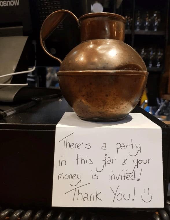 funny tip jars, creative tipping ideas, humorous tip containers, clever service industry jokes, witty tip jars, entertaining tip containers, funny tipping concepts