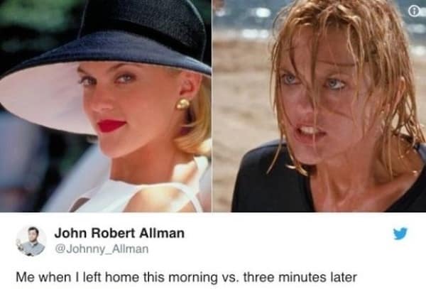 heatwave memes. Me when I left home this morning vs. three minutes later
