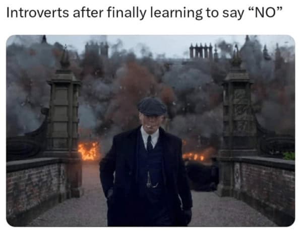 introvert memes. Introverts after finally learning to say "NO"