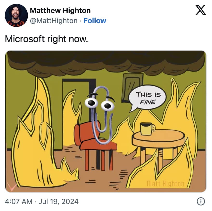 microsoft outage memes, blue screen of death memes, global tech fail humor, IT disaster jokes, Microsoft crash memes, tech outage laughs, system failure humor