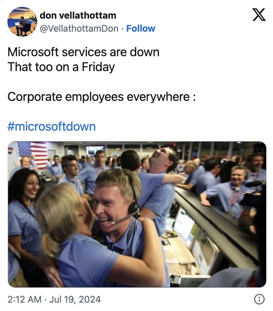 microsoft outage memes, blue screen of death memes, global tech fail humor, IT disaster jokes, Microsoft crash memes, tech outage laughs, system failure humor