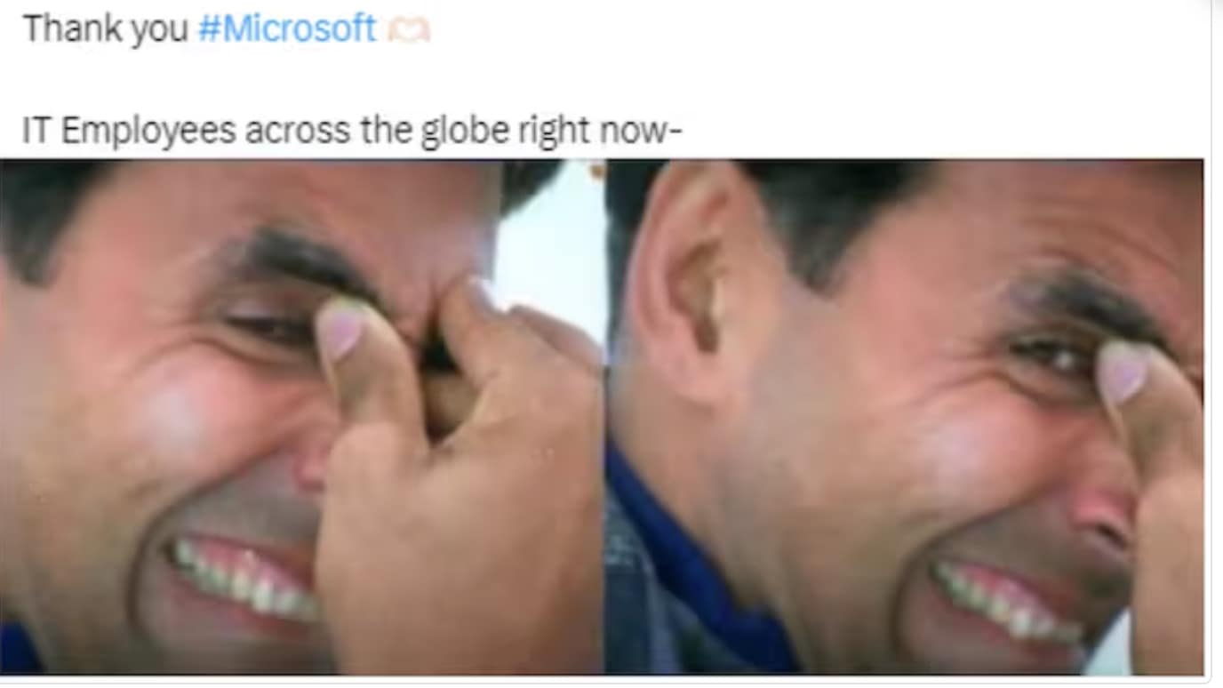 microsoft outage memes, blue screen of death memes, global tech fail humor, IT disaster jokes, Microsoft crash memes, tech outage laughs, system failure humor