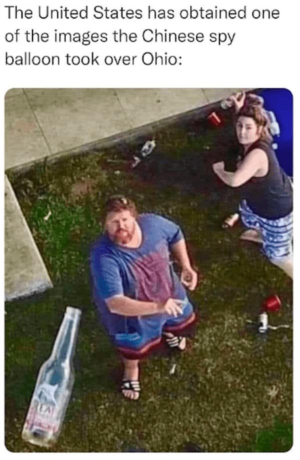 Ohio memes. The United States has obtained one of the images the Chinese spy balloon took over Ohio: