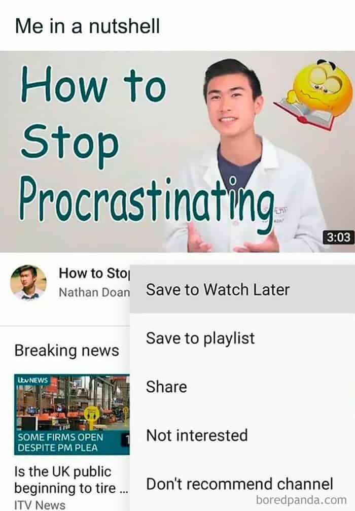 procrastination memes. Me in a nutshell How to Stop Procrastinating