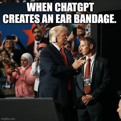 Trump ear pillow memes, trump ear bandage memes, trump ear bandage, trump ear pillow, trump ear memes, Trump RNC memes, political humor, Trump ear covering memes, Trump ear injury memes, political satire