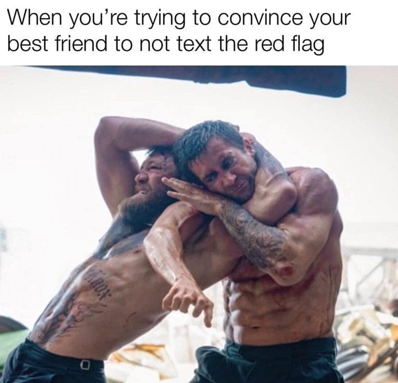 When you're trying to convince your best friend to not text the red flag