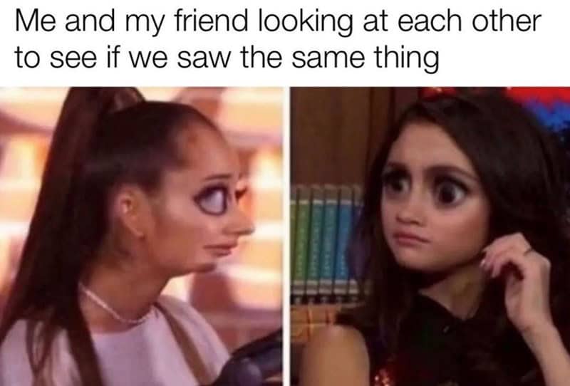 Me and my friend looking at each other to see if we saw the same thing
