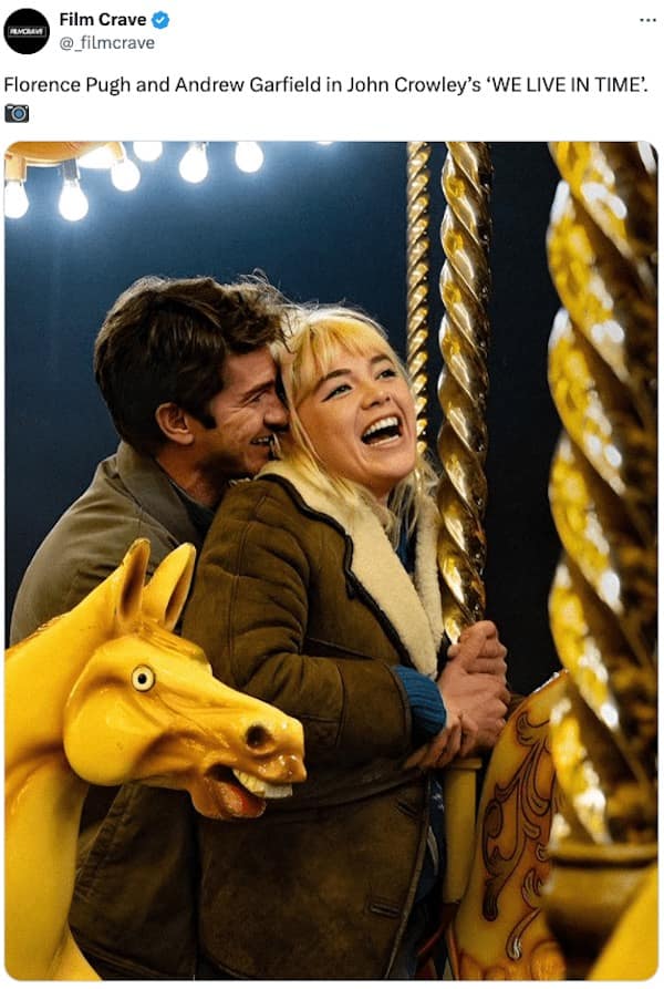 carousel horse memes, we live in time, we live in time horse meme, A24 movie memes, Florence Pugh memes, Andrew Garfield memes