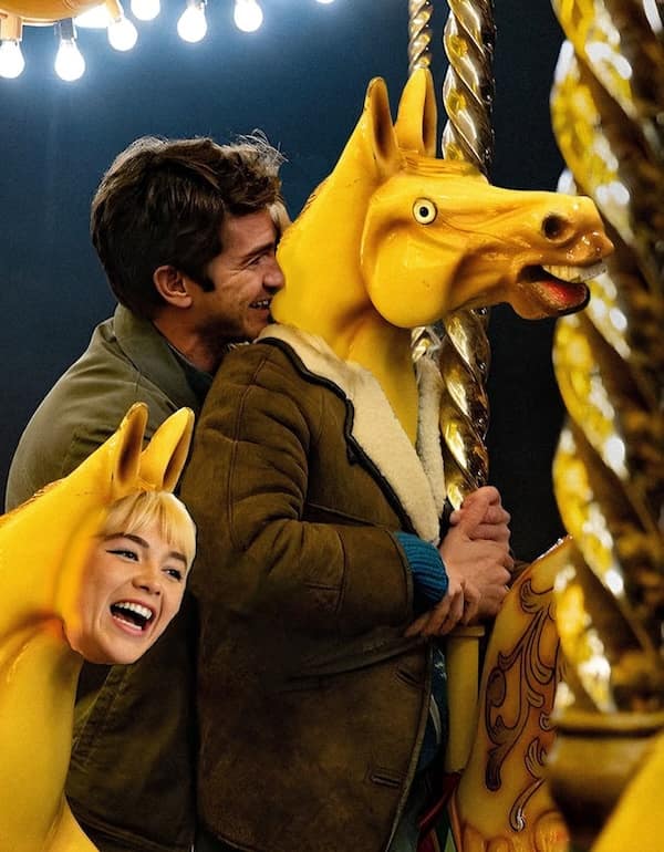 carousel horse memes, we live in time, we live in time horse meme, A24 movie memes, Florence Pugh memes, Andrew Garfield memes