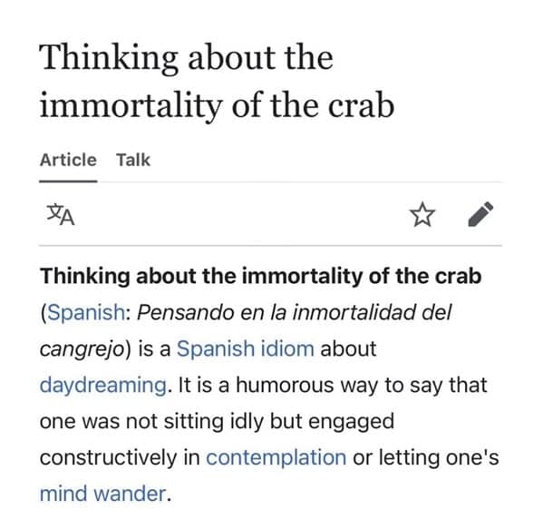 Thinking about the immortality of the crab