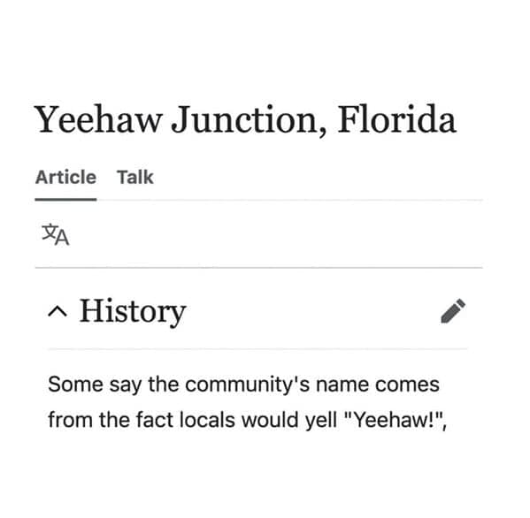Yeehaw Junction, Florida
