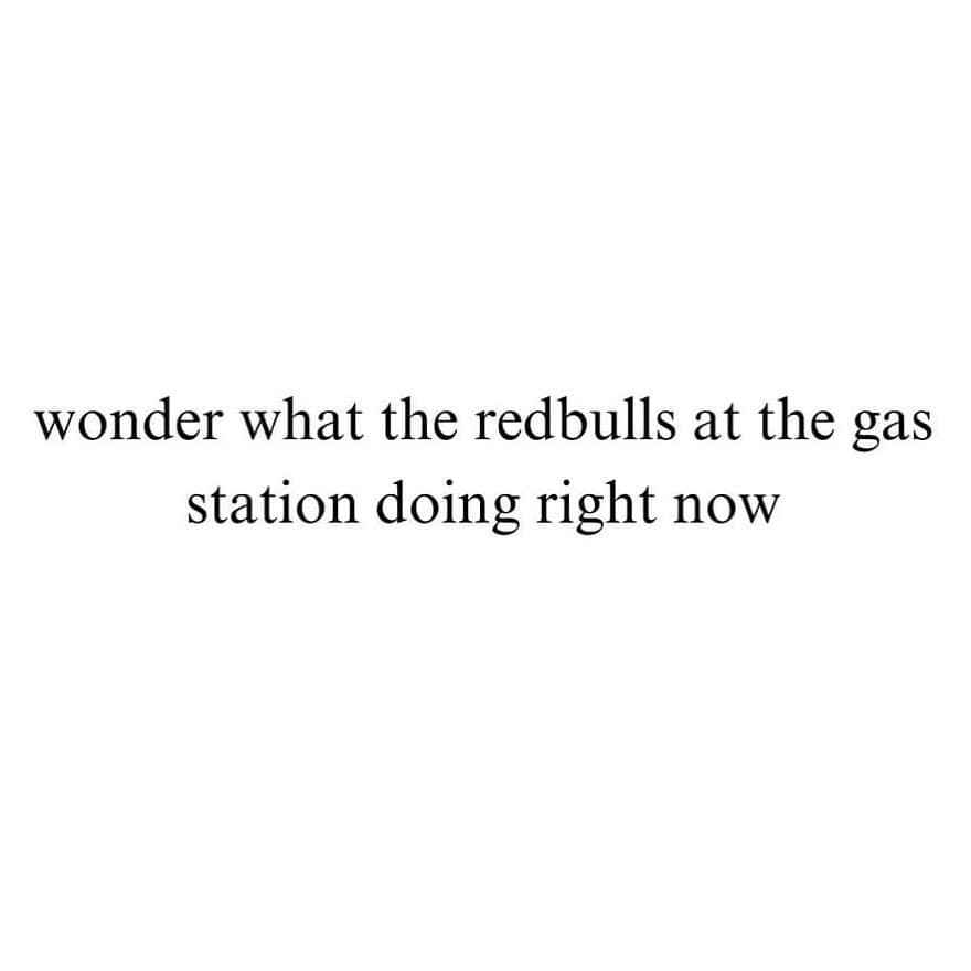 wonder what the redbulls at the gas station doing right now