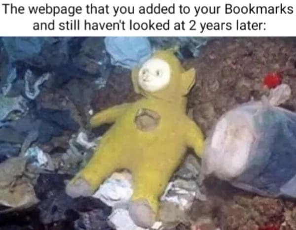funny memes. The webpage that you added to your Bookmarks and still haven't looked at 2 years later: