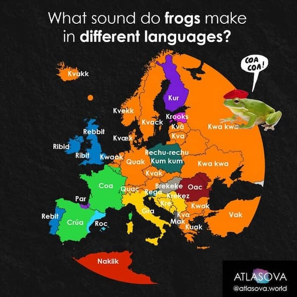 What sound do frogs make in different languages?