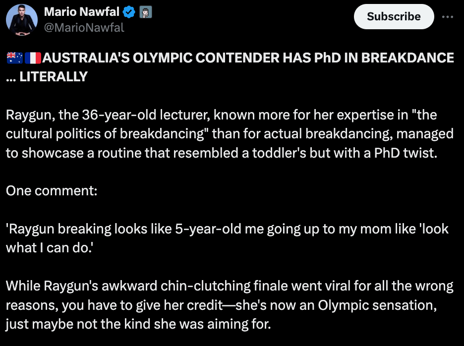 rachael gunn memes, raygun memes, australian breakdancer memes, olympic breakdancing memes, Viral Olympics memes