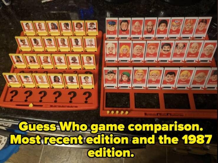 Guess Who game comparison. Most recent edition and the 1987 edition.