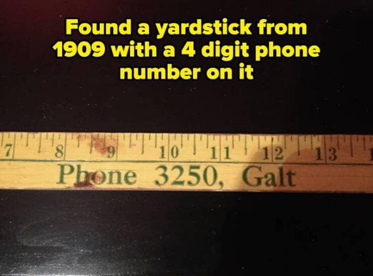 Found a yardstick from 1909 with a 4 digit phone number on it