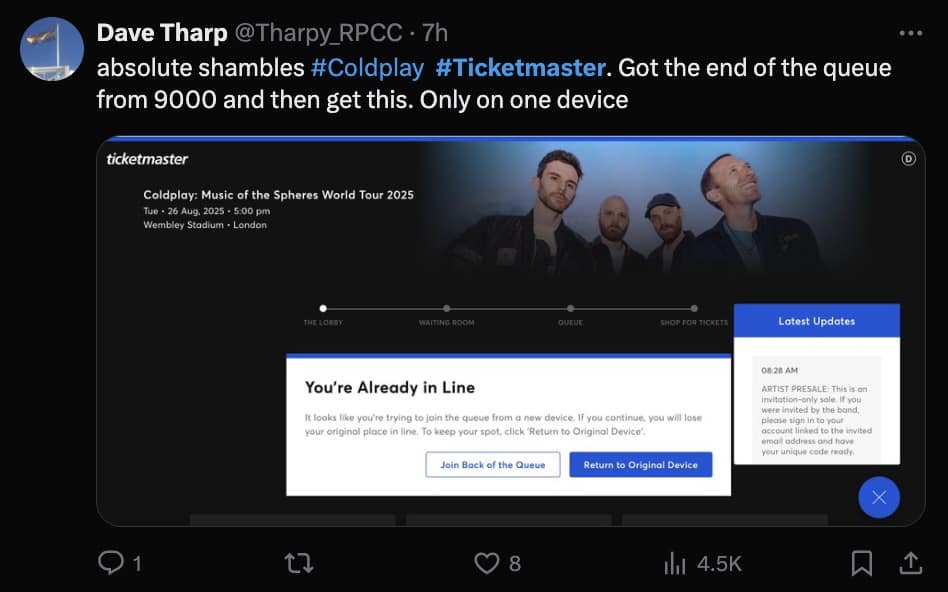 coldplay ticket memes, concert ticket memes, Coldplay 2025 tour memes, Ticketmaster memes, ticketing woes, Coldplay concert struggles, booking system memes, online ticket fails, fan frustration memes, concert disaster jokes