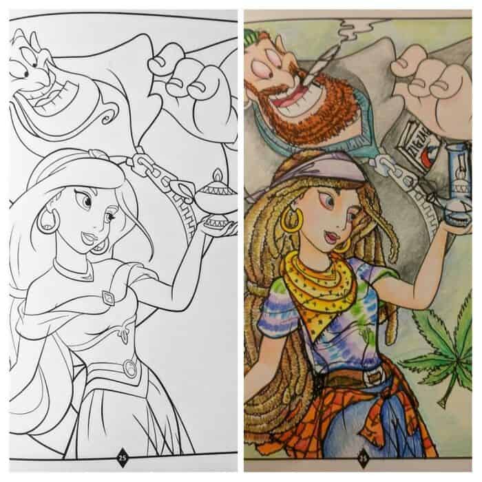 corrupted coloring books, adult coloring book humor, dark humor coloring books, funny coloring book edits