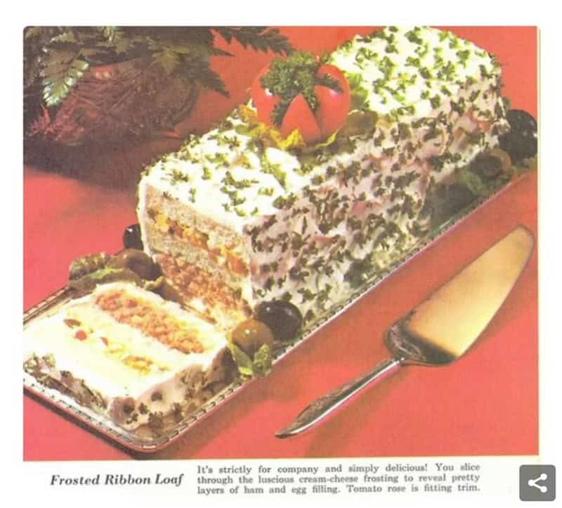 cursed food, weird food pics, vintage recipe books, strange food photos, unusual food images, old cookbooks, retro recipe collections