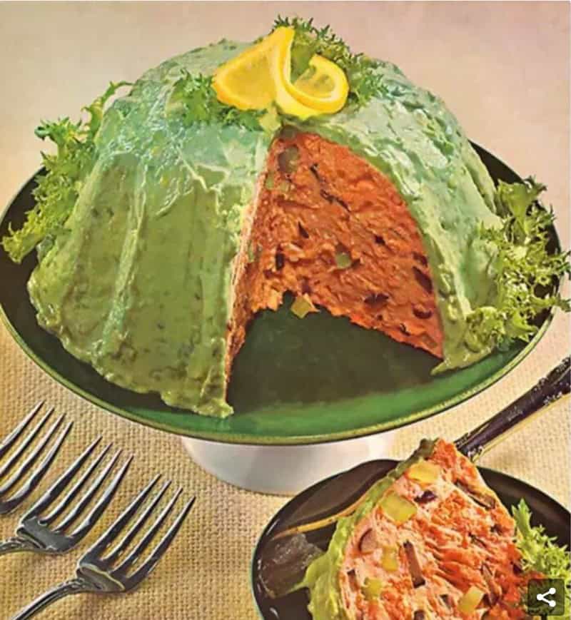 cursed food, weird food pics, vintage recipe books, strange food photos, unusual food images, old cookbooks, retro recipe collections