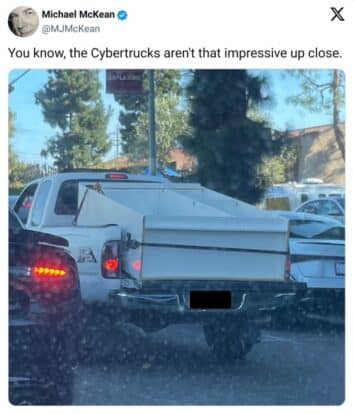 You know, the Cybertrucks aren't that impressive up close.