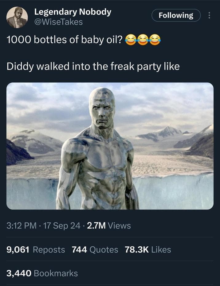 diddy memes, diddy baby oil memes, diddy freak off memes, Puff Daddy memes, freakoff memes, baby oil memes