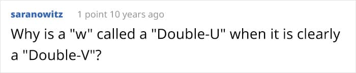 Why is a "w" called a "Double-U" when it is clearly a "Double-V"?