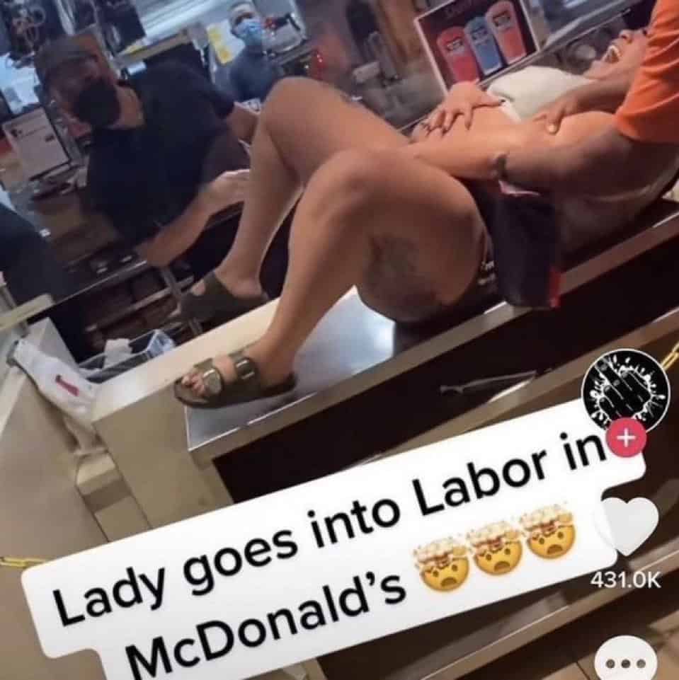 Lady goes into Labor in McDonald's