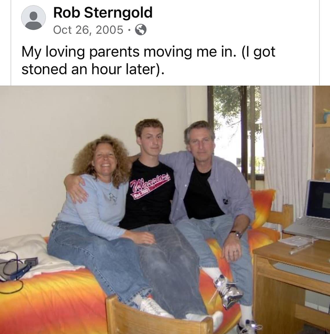 My loving parents moving me in. (I got stoned an hour later).