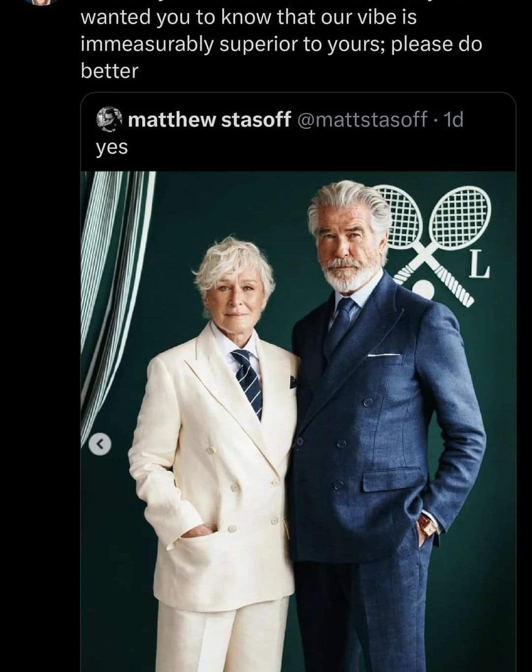 wanted you to know that our vibe is immeasurably superior to yours; please do better