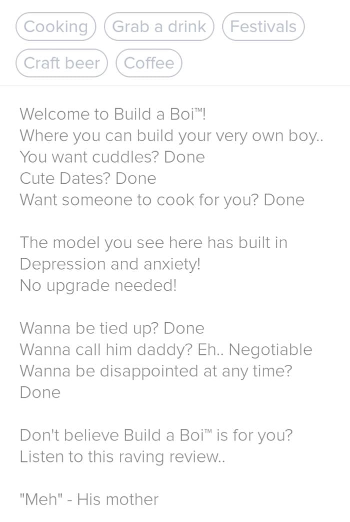 funny tinder bios, dating app conversations, Tinder fails, funny Tinder profiles