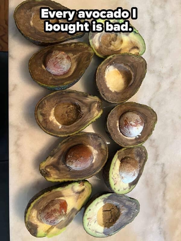 Every avocado U bought is bad.