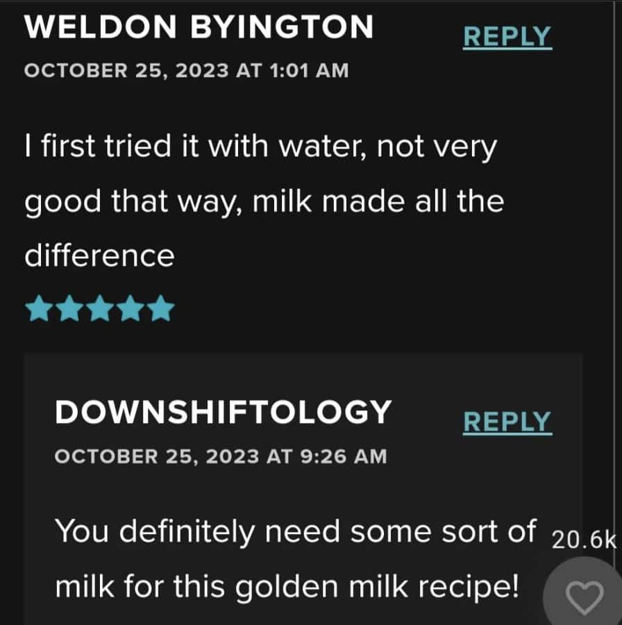 I first tried it with water, not very good that way, milk made all the difference
